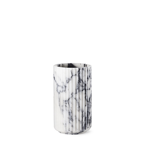 Kemi Skriv en rapport linje Lyngby vasen - Hvid marmor 20 cm